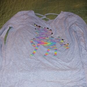 The Children's Place Gray Unicorn Long Sleeve Tee